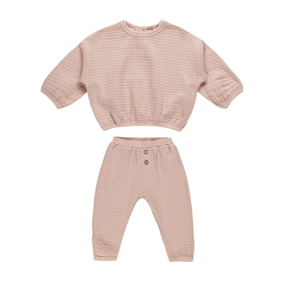 Textured Sweat Set - Blush by Quincy Mae