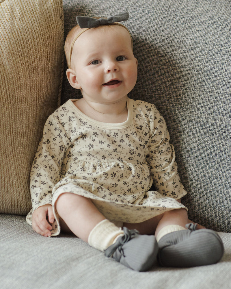 Long Sleeve Baby Dress - Blue Floral by Quincy Mae