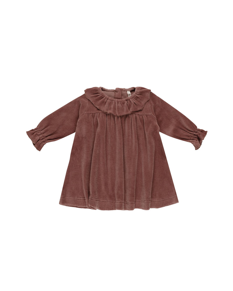 Velour Baby Dress - Cranberry by Quincy Mae