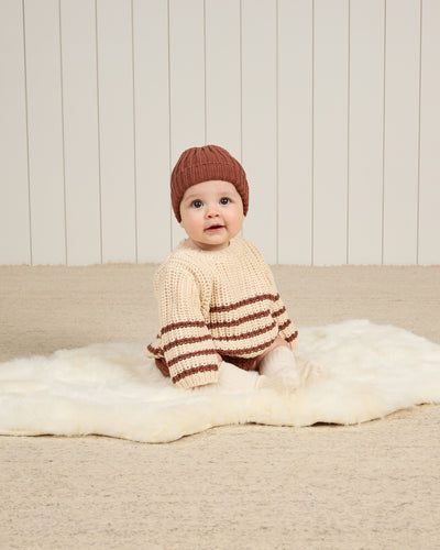 Chunky Knit Beanie - Cranberry by Quincy Mae