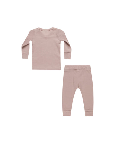 Waffle Top + Pant Set - Mauve by Quincy Mae