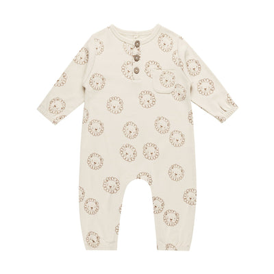 Long Sleeve Pocket Jumpsuit Lions - Natural by Quincy Mae