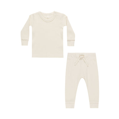 Waffle Top + Pant Set - Natural by Quincy Mae