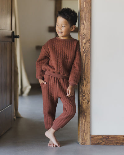 Quilted Pant - Brick by Rylee + Cru