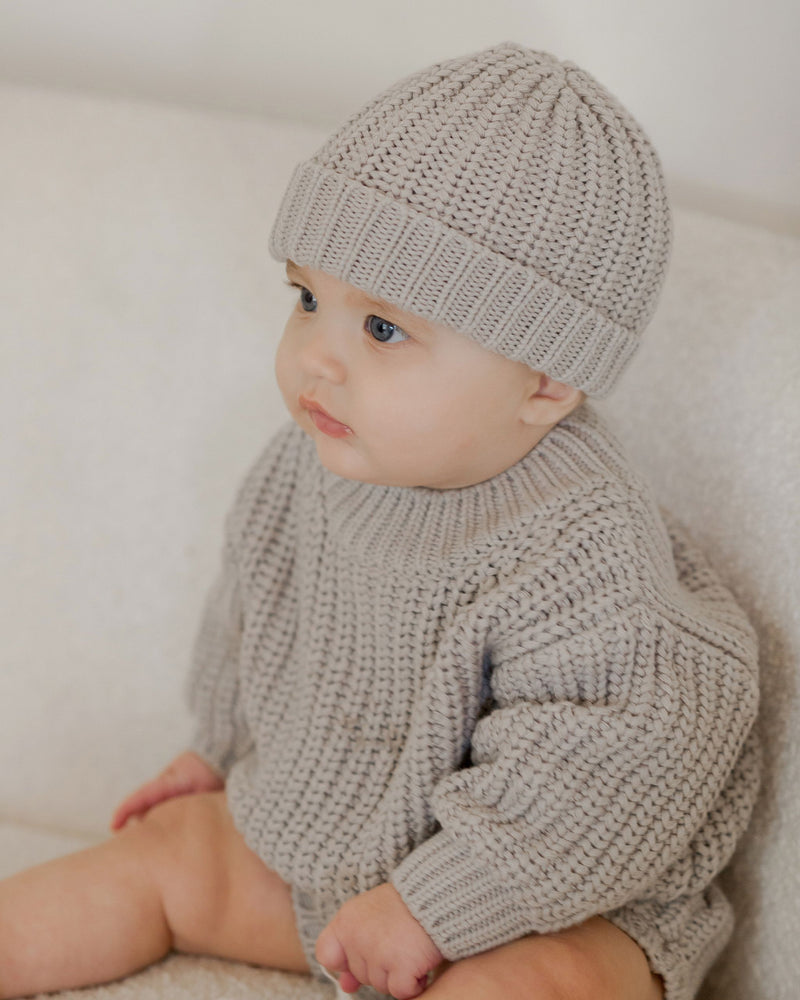 Chunky Knit Beanie - Fog by Quincy Mae