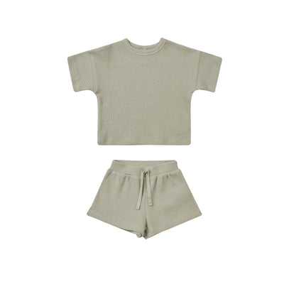 Waffle Tee + Short Set - Sage by Quincy Mae FINAL SALE