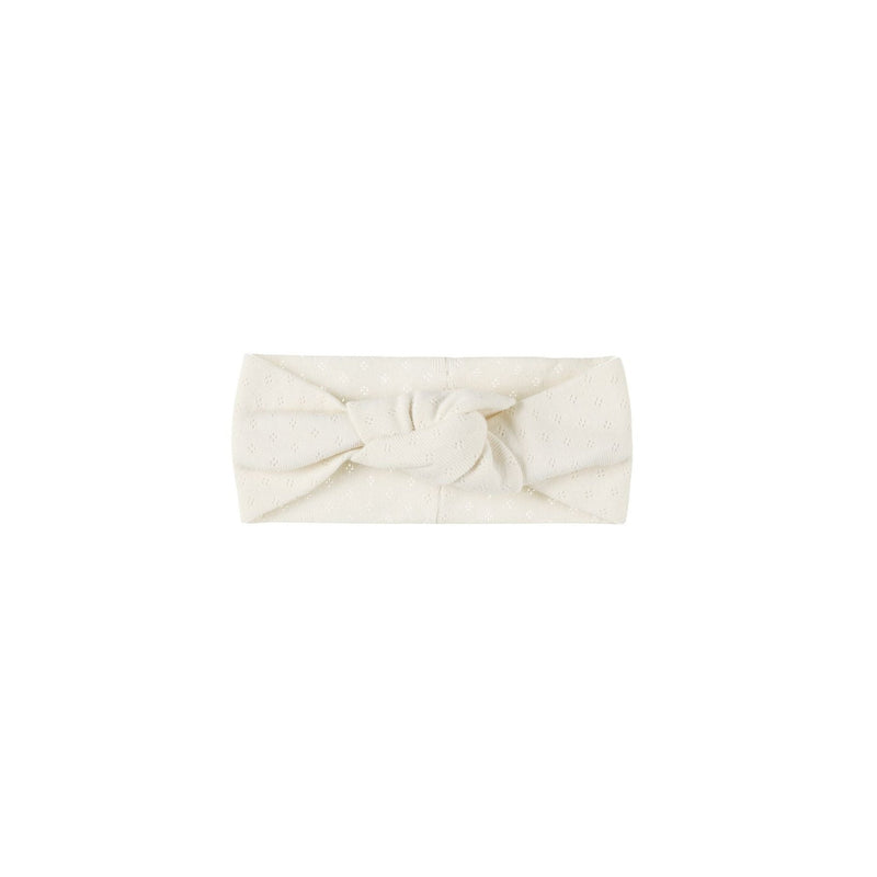 Pointelle Knotted Headband - Ivory by Quincy Mae