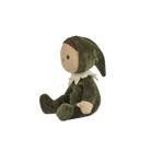 Plush toy resembling a character in green attire on a transparent background