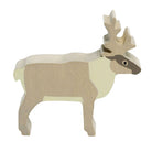 Wooden reindeer figure on a white background