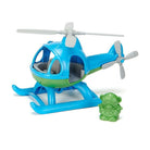 Toy helicopter with a frog figure on a white background