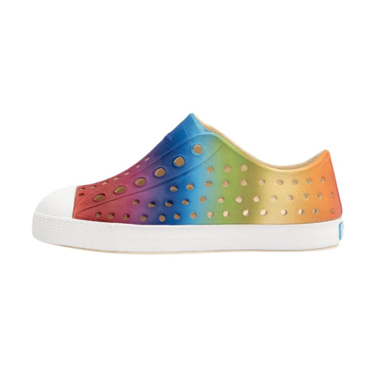 Jefferson Print Shoes - Bone White/Shell White/Rainbow Gradient by Native Shoes - FINAL SALE