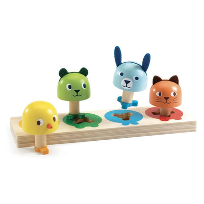 Tourniki Wooden Peg Animal Shape Sorter by Djeco