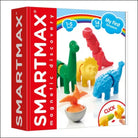 Smartmax magnetic discovery dinosaur toy set in its retail packaging, featuring colorful dinosaur shapes and a red box with white branding.
