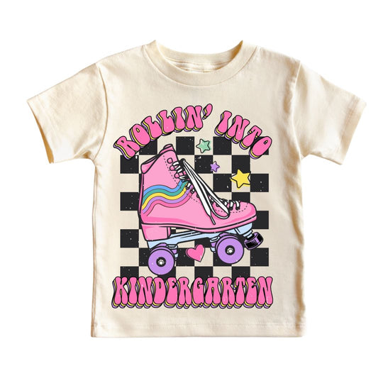 Rollin' Into Kindergarten Tee - Natural by Madi Moosh