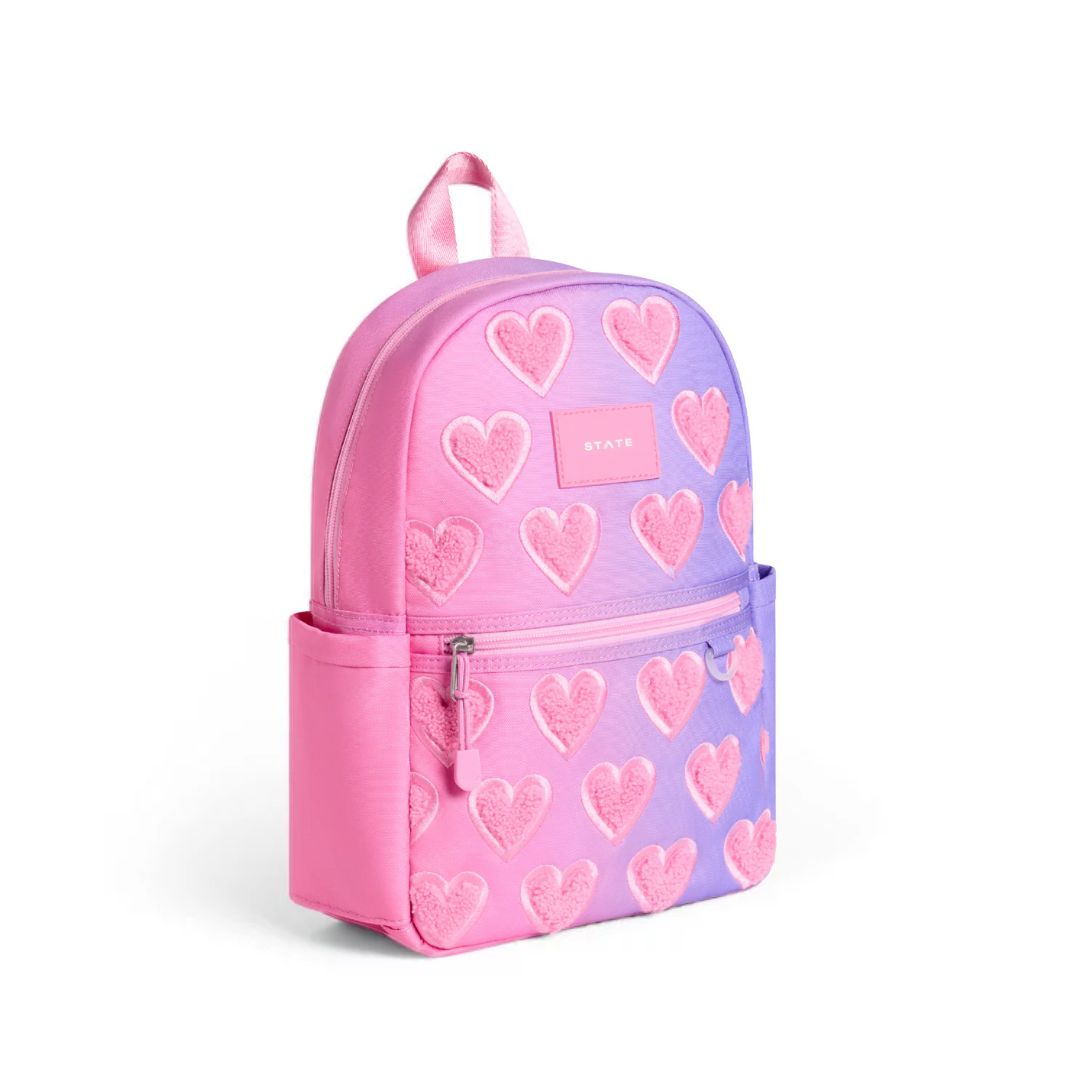 Backpack with heart pattern on a white background