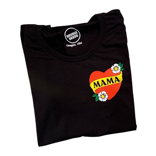 Mama Heart Women's Tee - Black by Savage Seeds