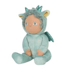 Stuffed toy in a dragon costume on a white background