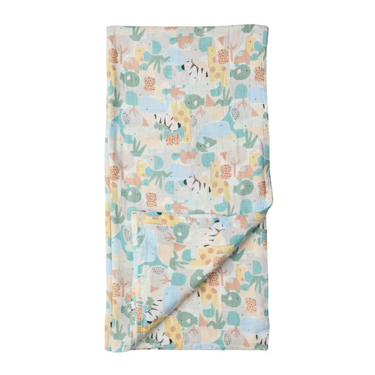 Luxe Muslin Swaddle - Animal Puzzle by Loulou Lollipop