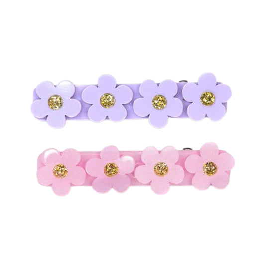 Flower Pink Purple Hair Clips by Lilies & Roses NY