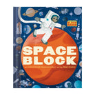 Book cover of 'Space Block' with an astronaut and space-themed illustrations.