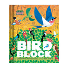 Book cover of 'Bird Block' with colorful bird illustrations on a yellow background