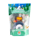 A packaged KidDough KidDough Camping Play Kit in a resealable stand-up pouch with a colorful camp scene printed on the front, showing assorted toy pieces and a dark round component inside.