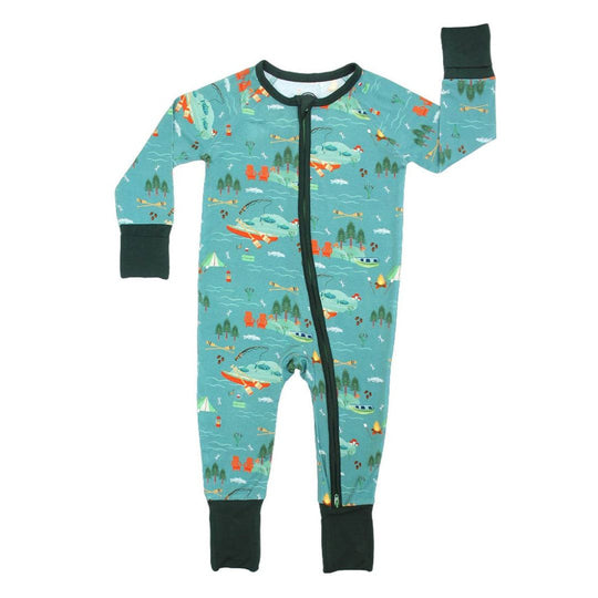Lake Life Jump in the Lake Bamboo Convertible Baby Pajamas by Emerson and Friends
