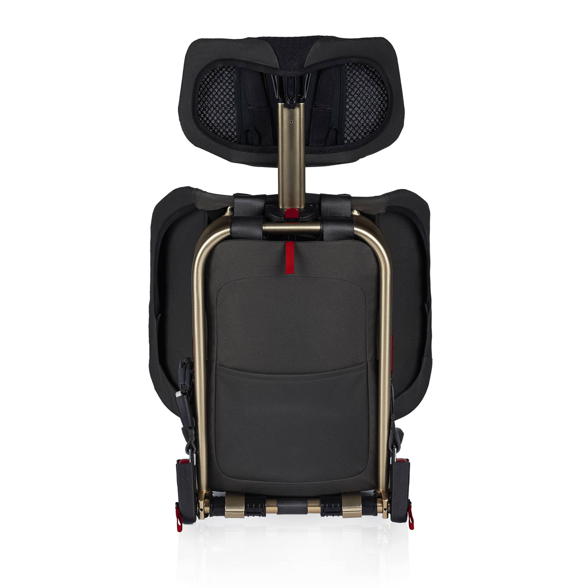 Black suitcase with a handle and wheels on a white background
