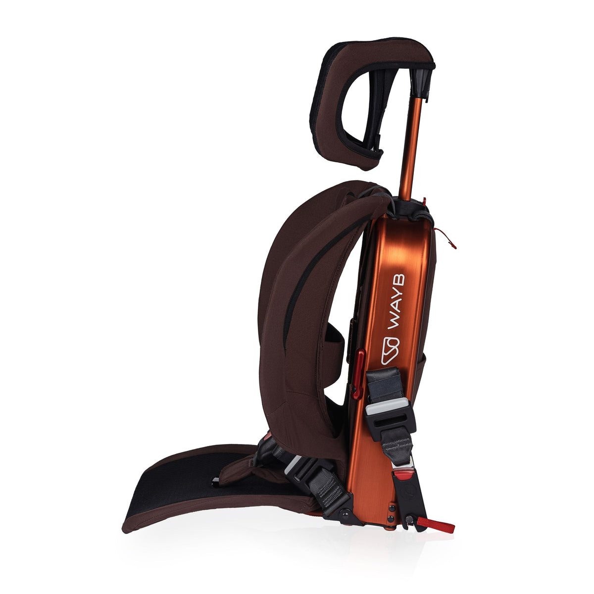 Brown and orange backpack with 'WAYB' branding on a white background