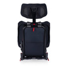 Black car seat with red accents on a white background
