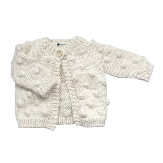 Popcorn Hand Knit Cardigan Sweater - Cream by The Blueberry Hill