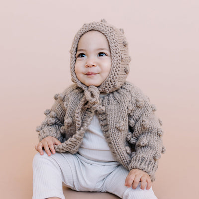 Popcorn Hand Knit Cardigan Sweater - Flax by The Blueberry Hill