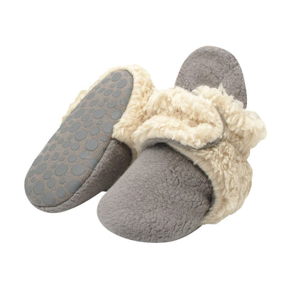 Cozie Fleece Furry-Lined Gripper Bootie - Grey by Zutano