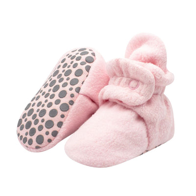 Cozie Fleece Gripper Booties - Baby Pink by Zutano