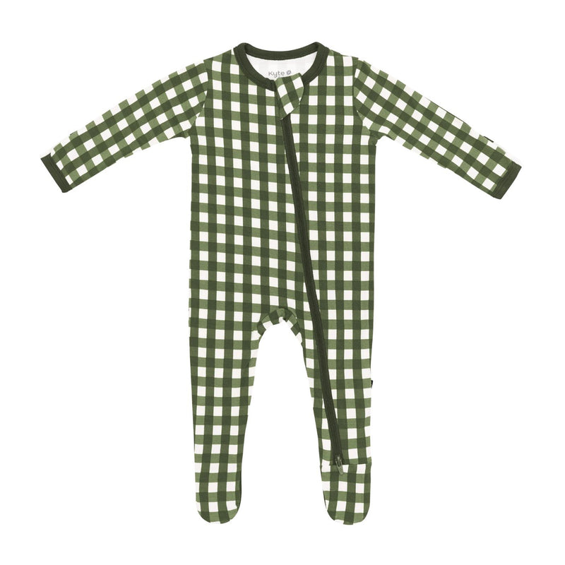 Zippered Footie - Gingham Fir by Kyte Baby