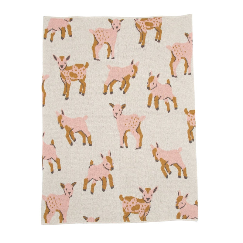 Baby Cotton Knit Blanket - Goat (Pink) by In2Green