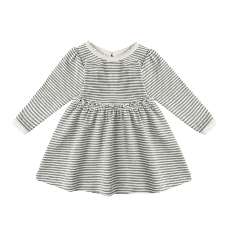 Alda Dress - Forest Stripe by Quincy Mae