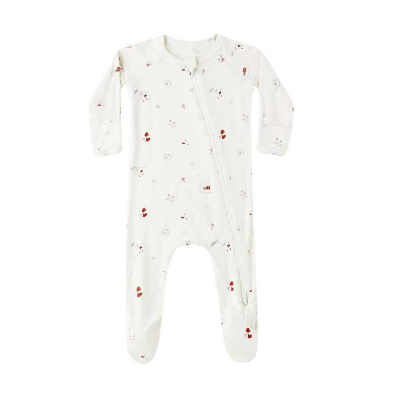 Bamboo Zip Footie - Winter Wonderland by Quincy Mae