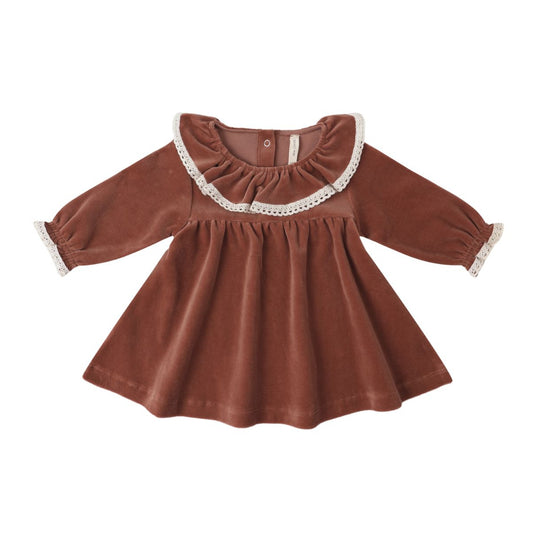Velour Baby Dress - Cranberry by Quincy Mae