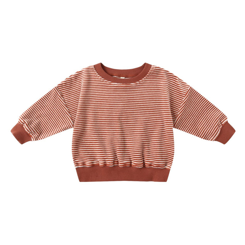 Velour Relaxed Sweatshirt - Candy Stripe by Quincy Mae
