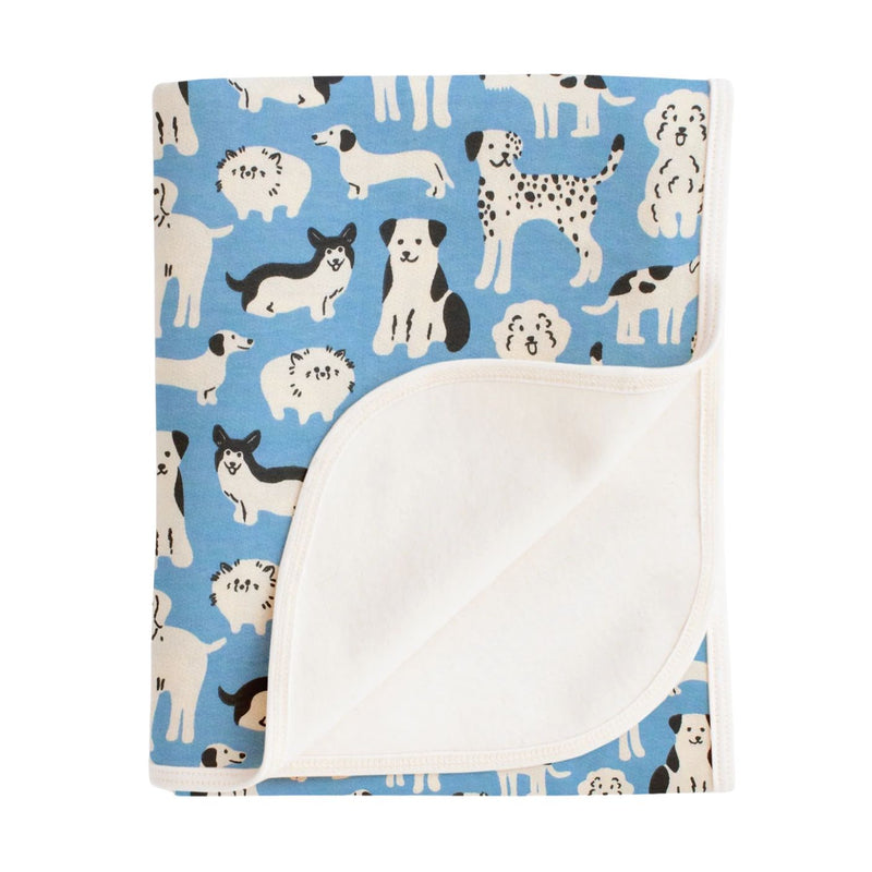French Terry Blanket - Dog Parade Blue by Winter Water Factory