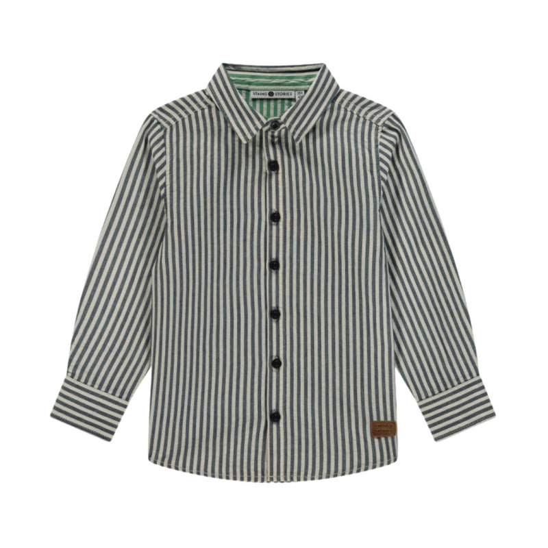 Striped Button Up Shirt - Dark Blue by Babyface