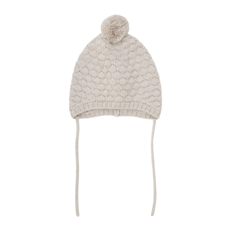 Bonnet Wool Knit Pom Pom - Sand Melange by Huttelihut