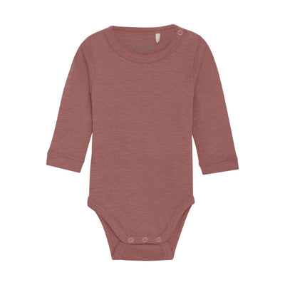 Wool/Silk Long Sleeve Bodysuit - Burlwood by Huttelihut