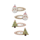 Set of Christmas-themed hair clips on a white background