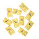 Yellow packages with a horse design on a white background