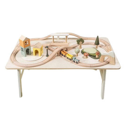 Wooden Train and Table Playset by Coco Village