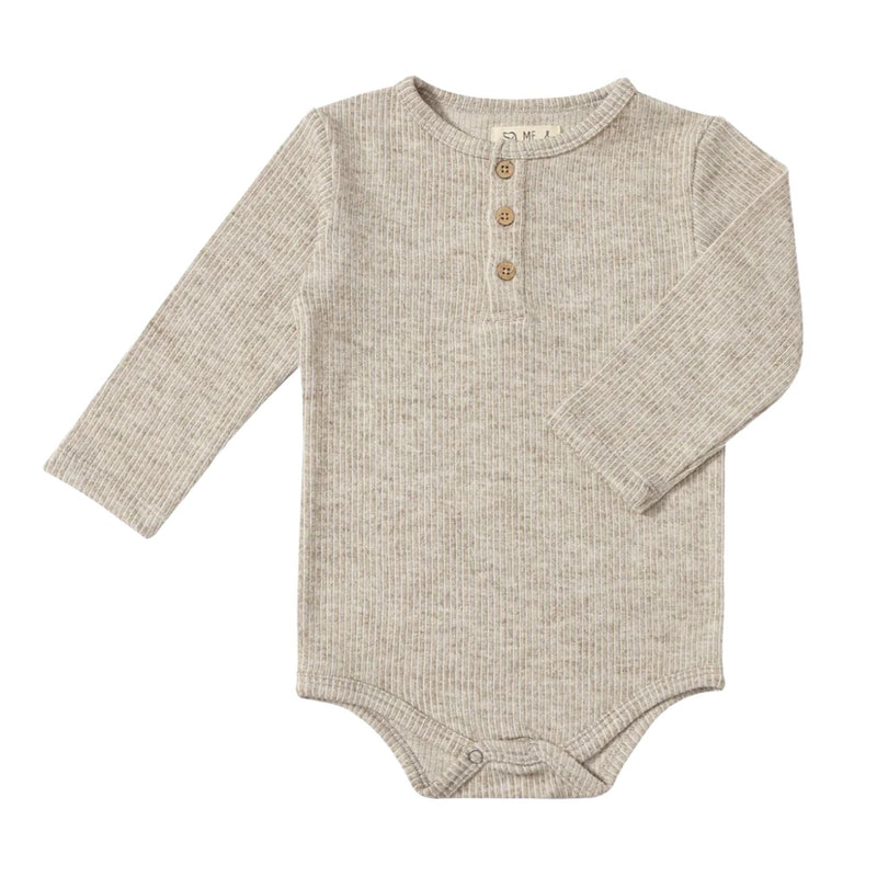 Aynor Henley Onesie - Heathered Biscuit by Me & Henry