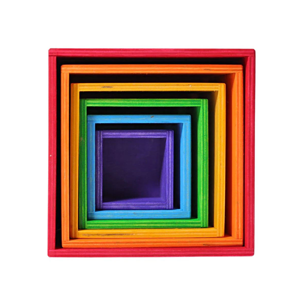 Set of colorful square frames in rainbow order on a white background