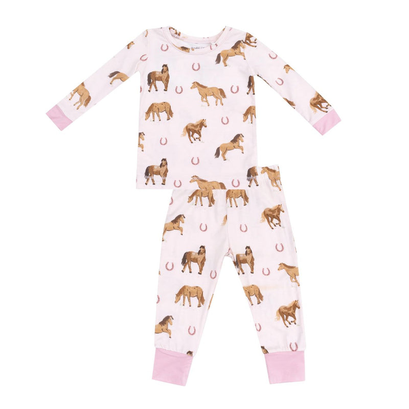 Bamboo Long Sleeve Lounge Wear Set - Pink Horses by Angel Dear